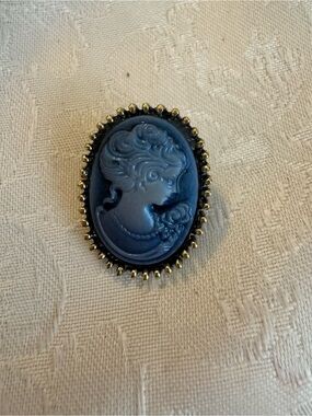 Blue Cameo Portrait Brooch - Classic Women’s Jewelry